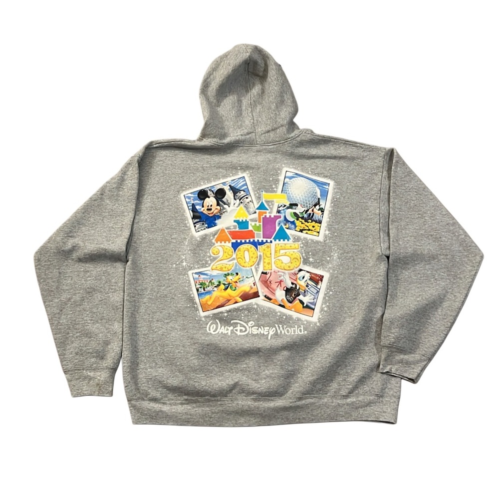 Disneyland 2015 Zip Up Hoodie - Size XL - Grey - Disney Mickey Mouse And Friends